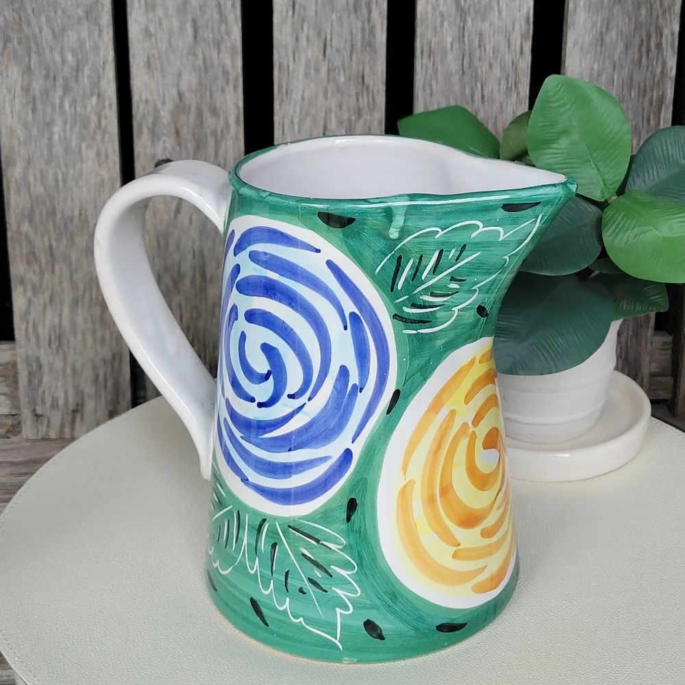 Pier 1 Pitcher Handpainted Glazed Watercolor Florals